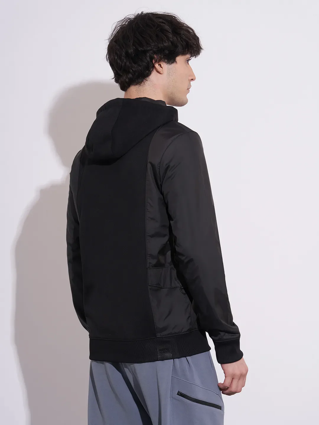 Black Regular Fit Long Sleeves Men's Hoodie by Being Human Clothing - Image 3