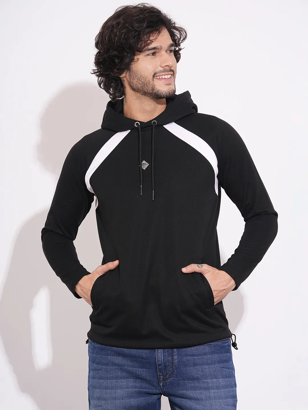 Black Regular Fit  Long Sleeves Men's Hoodie by Being Human Clothing