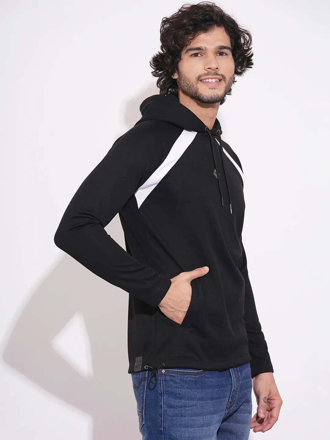 Black Regular Fit  Long Sleeves Men's Hoodie by Being Human Clothing - Image 2