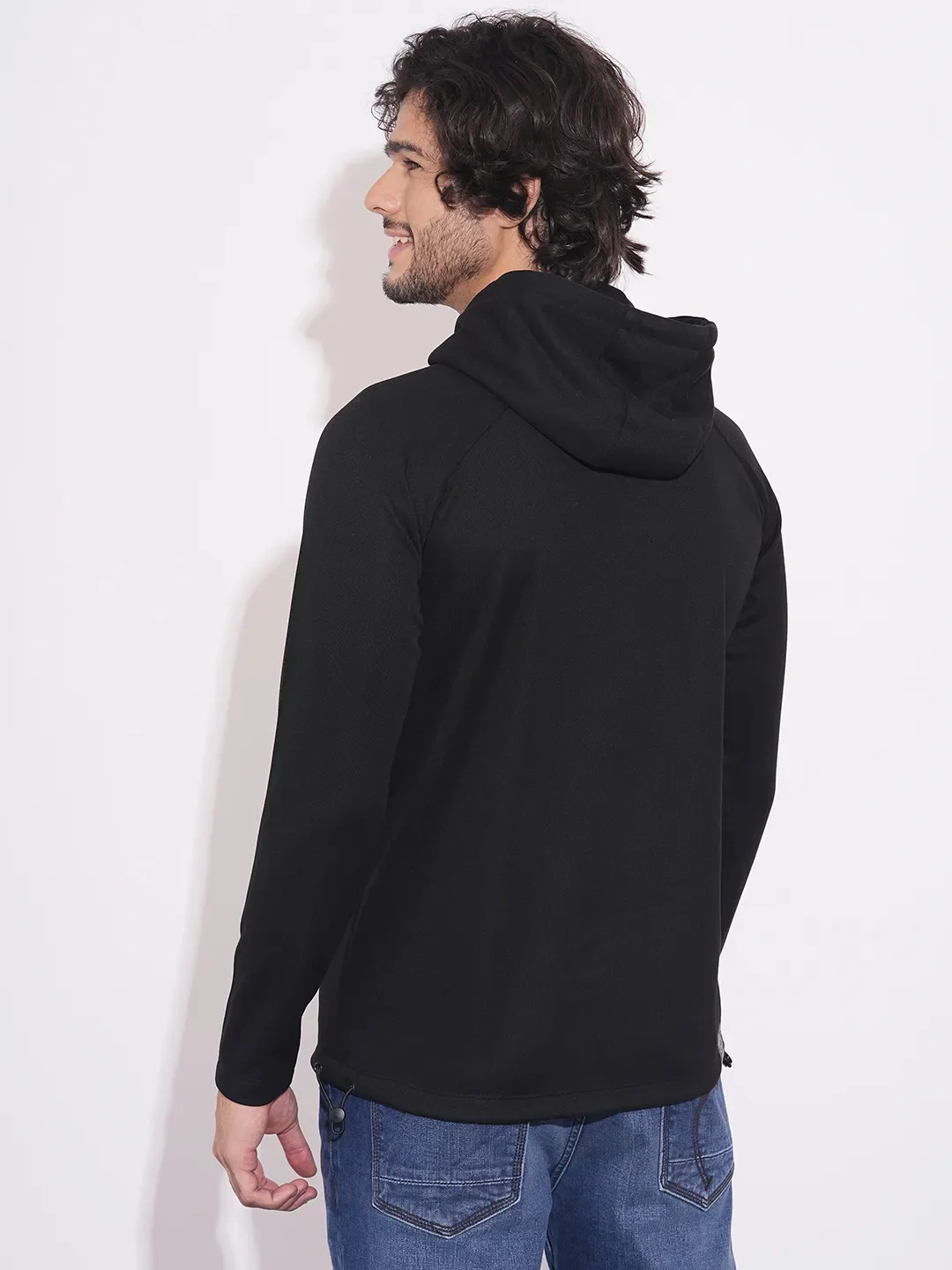 Black Regular Fit  Long Sleeves Men's Hoodie by Being Human Clothing - Image 3