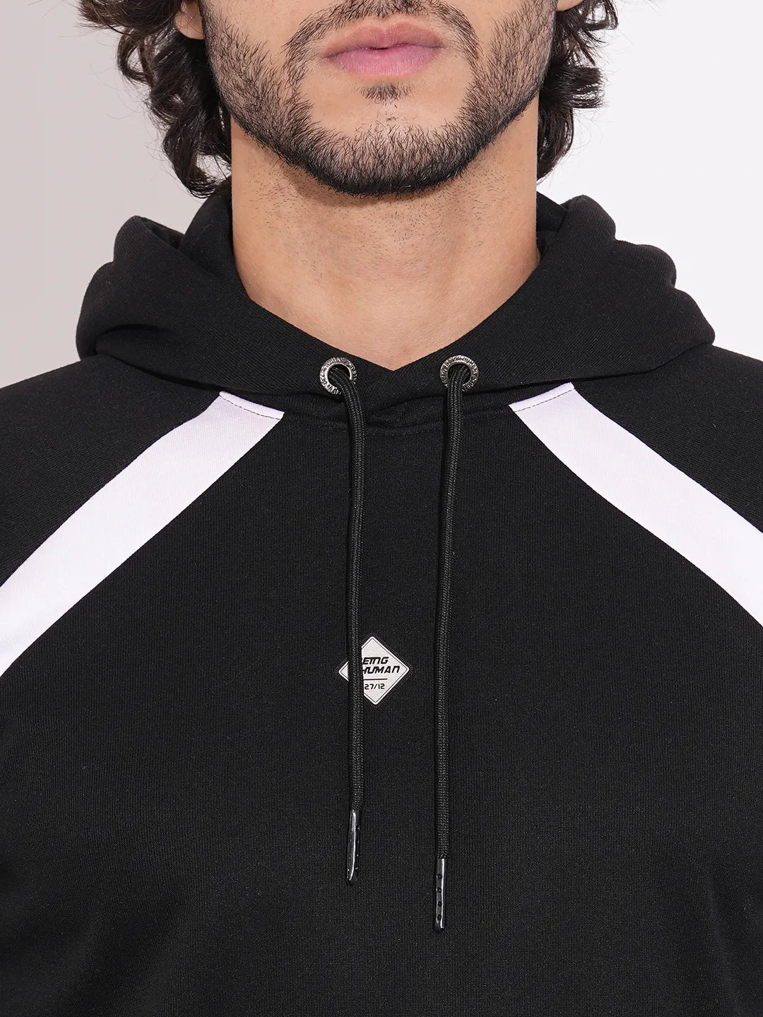 Black Regular Fit  Long Sleeves Men's Hoodie by Being Human Clothing - Image 5