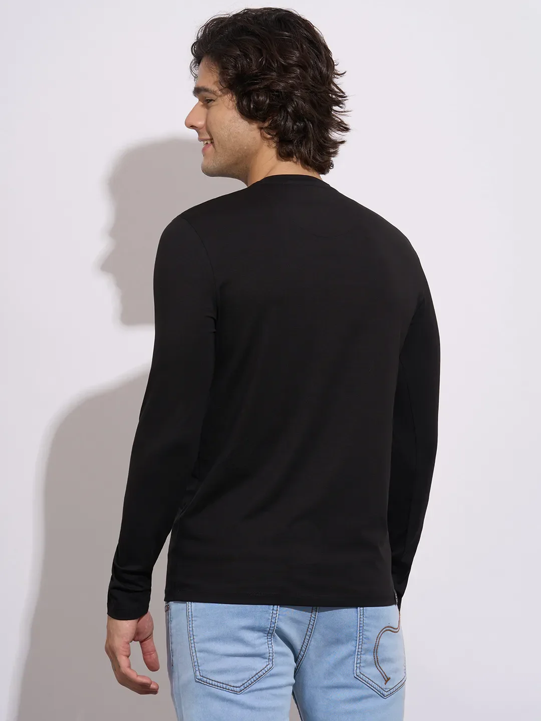 Black Moderno Fit Round Neck Men's T-Shirt by Being Human Clothing - Image 3
