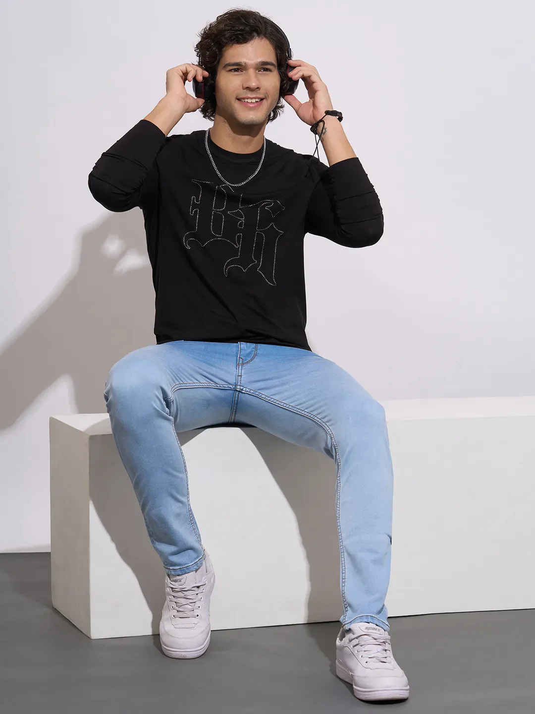 Black Moderno Fit Round Neck Men's T-Shirt by Being Human Clothing - Image 4