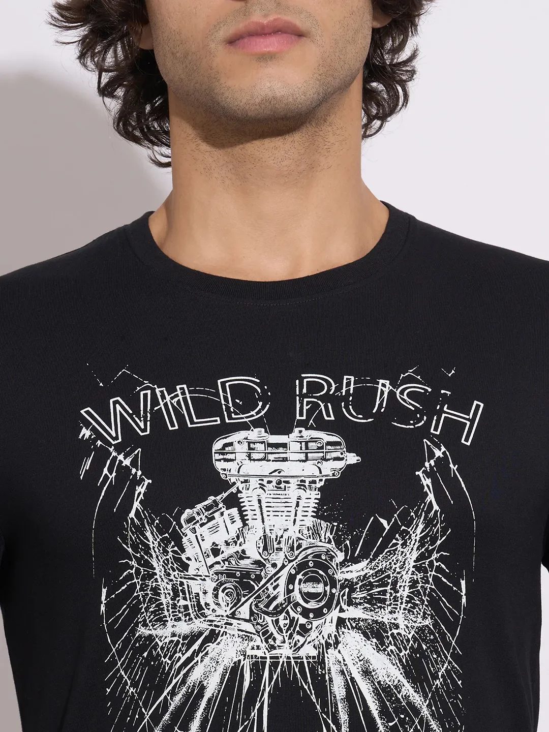 Black Regular Fit Round Neck Men's T-Shirt by Being Human Clothing - Image 5