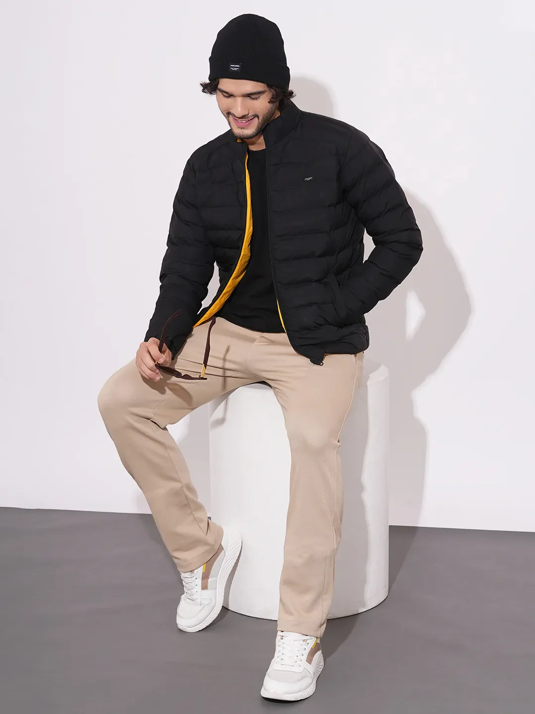 Black Regular Fit Long Sleeves Polyester Men's Jacket by Being Human Clothing - Image 5