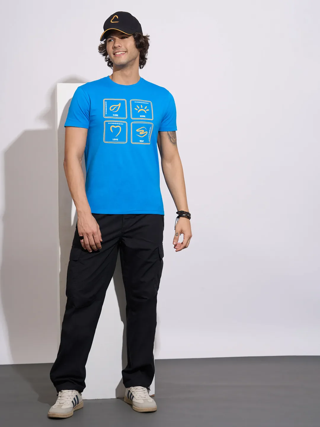 Black Regular Fit Cargos for Men By Being Human Clothing - Image 4