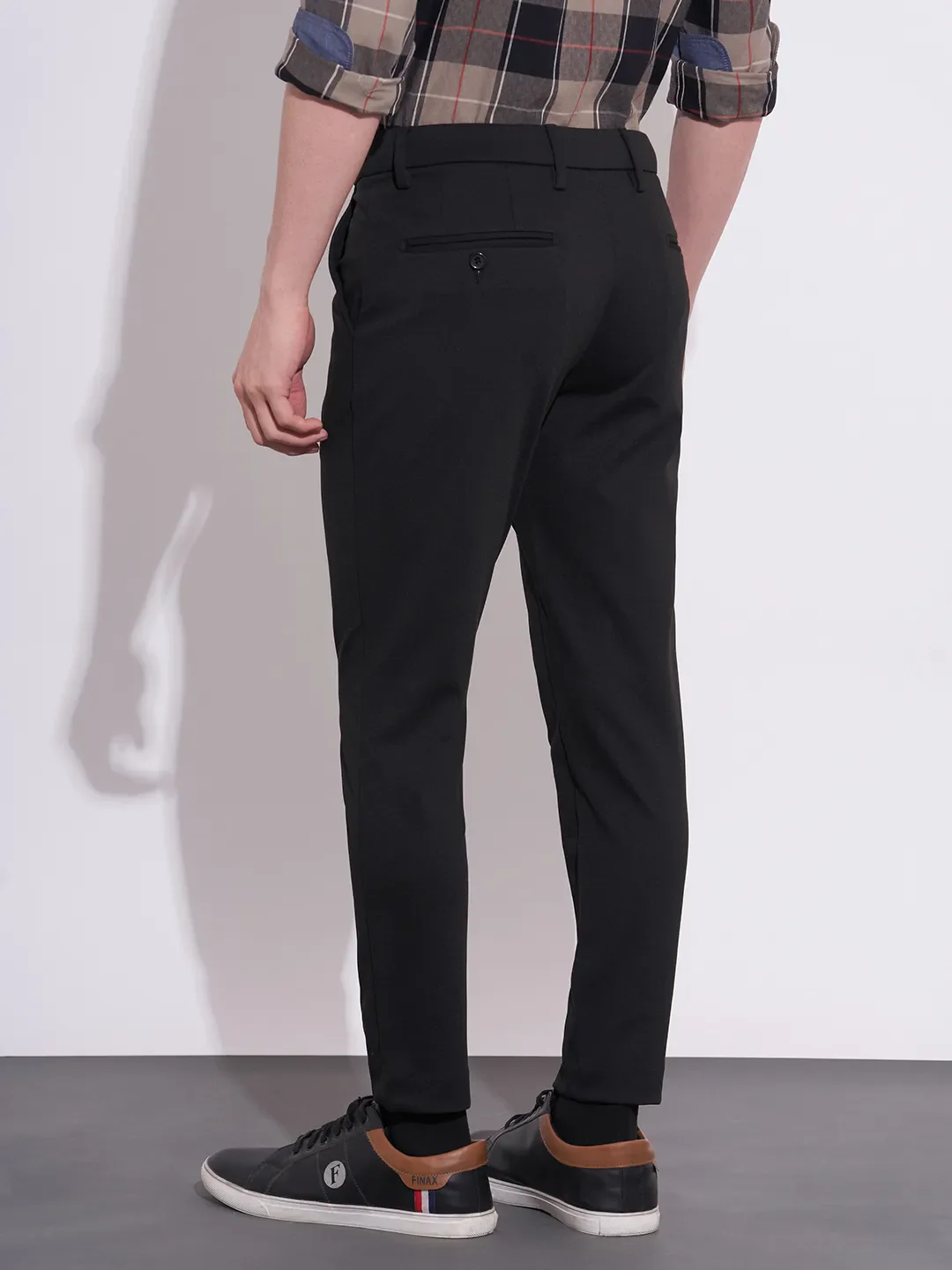 Black Cropped Fit Chinos For Men By Being Human Clothing - Image 3