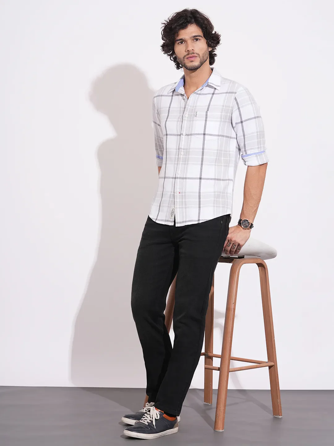 Black Straight Fit Denims For Men By Being Human Clothing - Image 4
