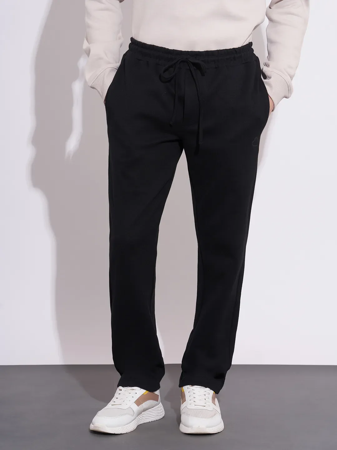 Black Regular Fit Track Pants For Men By Being Human Clothing