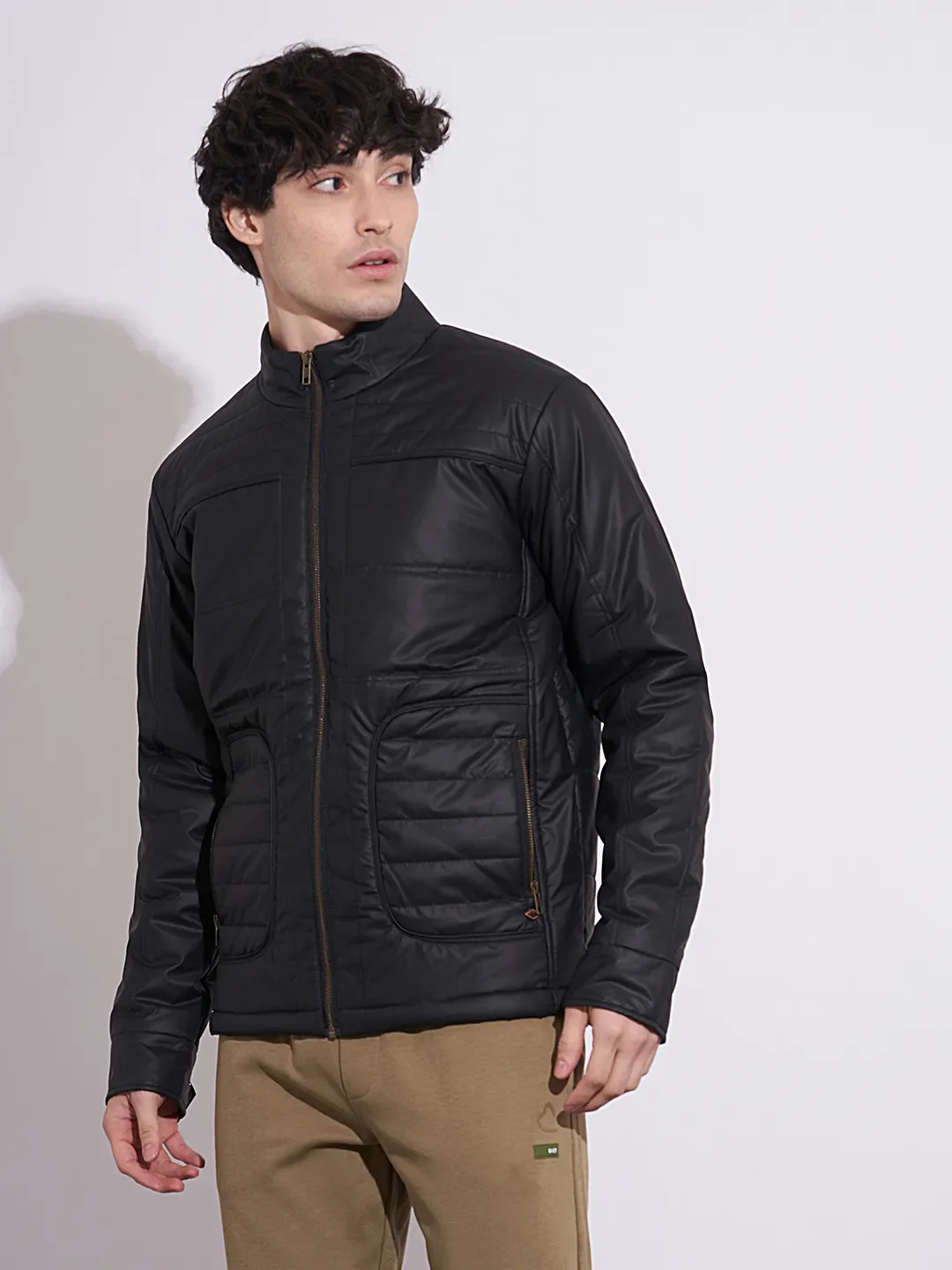 Black Regular Fit Long Sleeves Polyester Men's Jacket by Being Human Clothing - Image 2