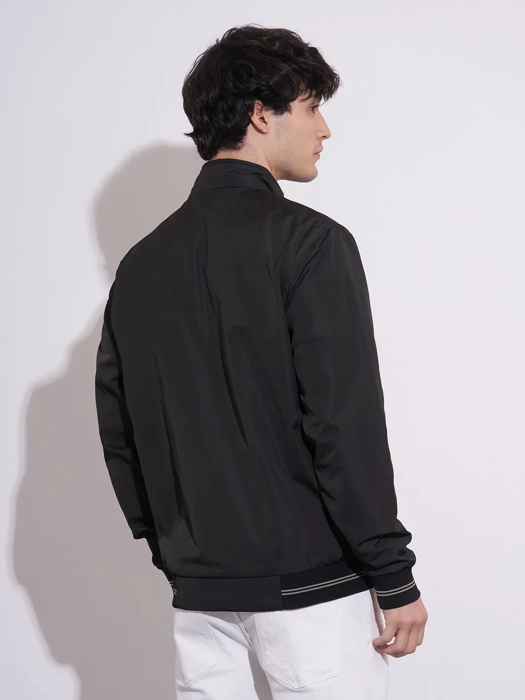 Black Regular Fit Long Sleeves Polyester Men's Jacket by Being Human Clothing - Image 4