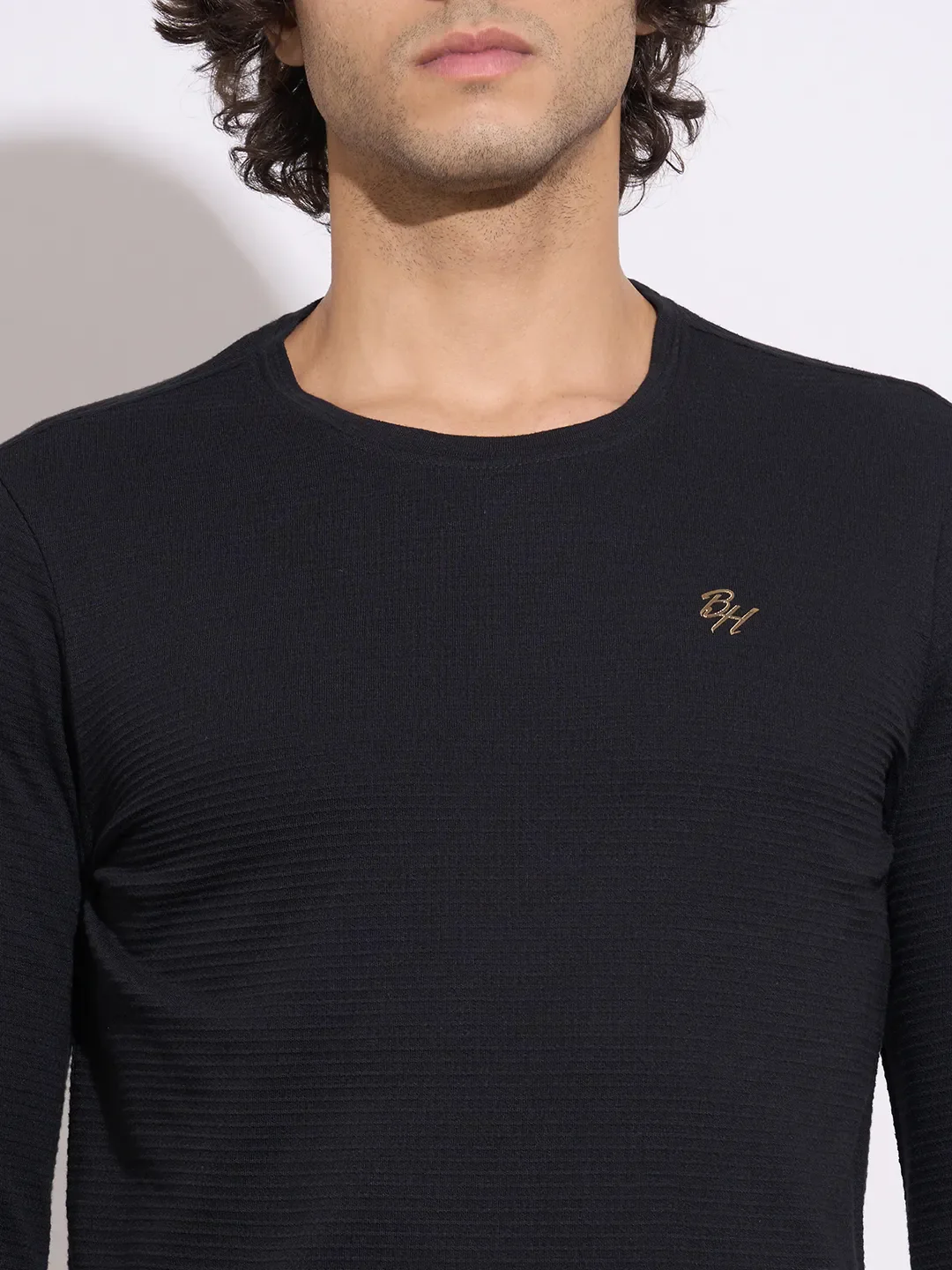 Black Moderno Fit Round Neck Men's T-Shirt by Being Human Clothing - Image 5