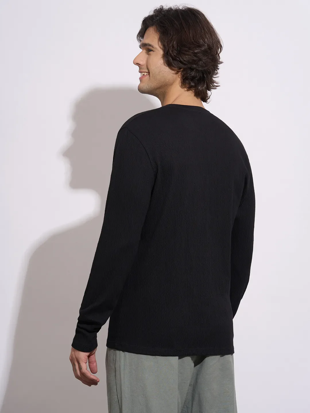 Black Moderno Fit Men's Long Sleeves T-Shirt by Being Human Clothing - Image 3