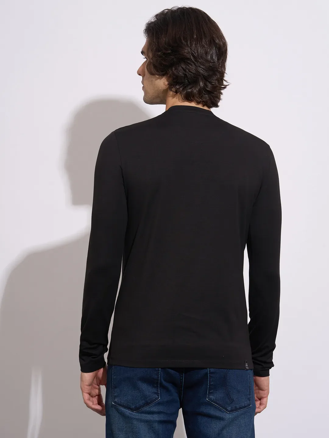 Black Moderno Fit Round Neck Men's T-Shirt by Being Human Clothing - Image 3