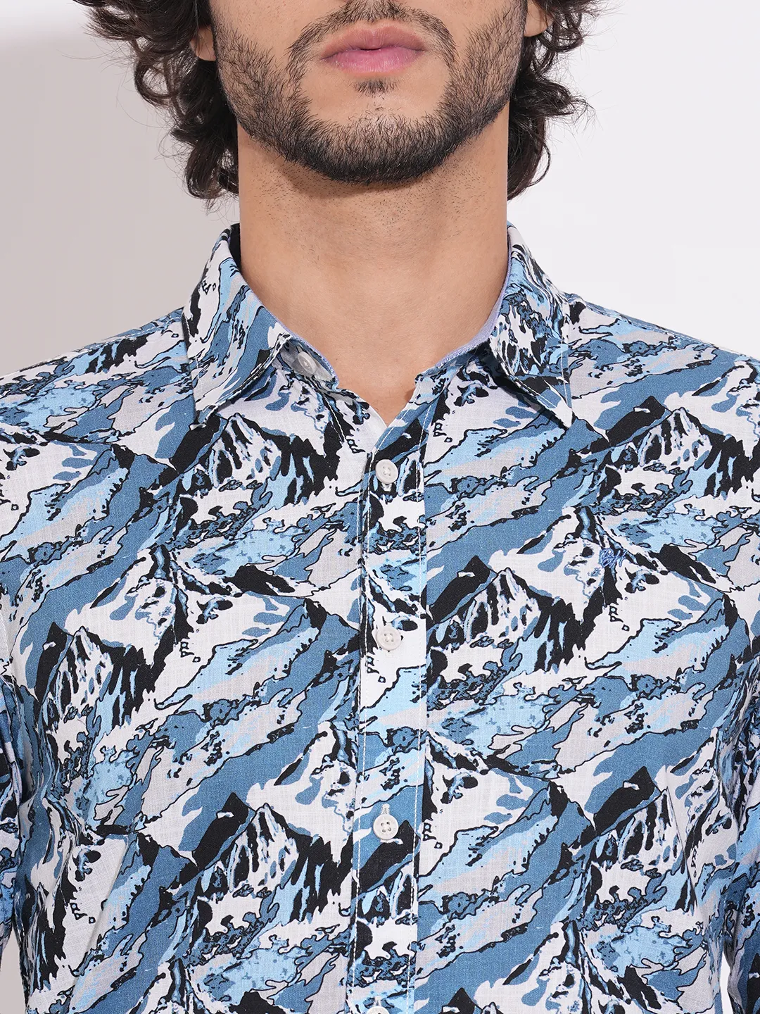 Blue Regular Fit Regular Collar Men's Shirt by Being Human Clothing - Image 5