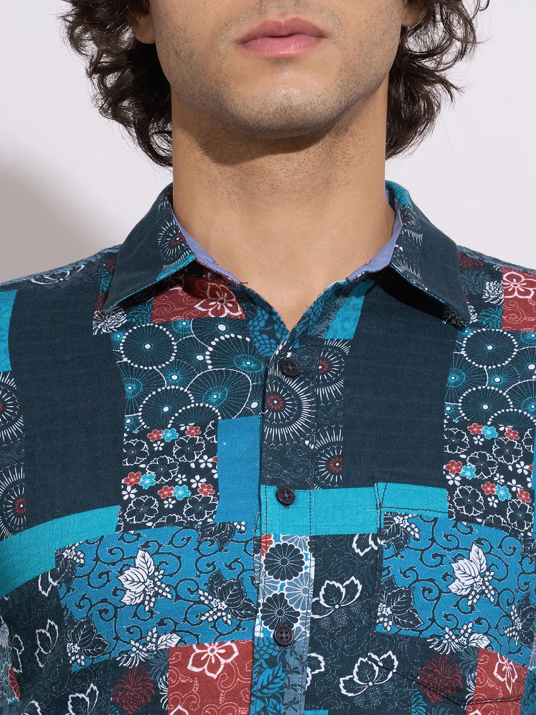 Blue Regular Fit Regular Collar Men's Shirt by Being Human Clothing - Image 5