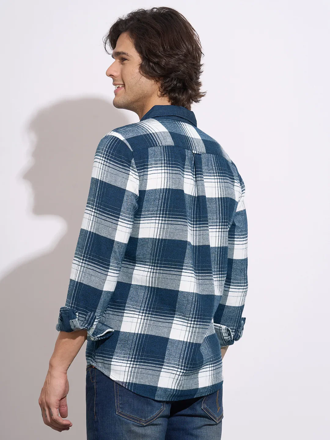 Blue Regular Fit Regular Collar Men's Shirt by Being Human Clothing - Image 3