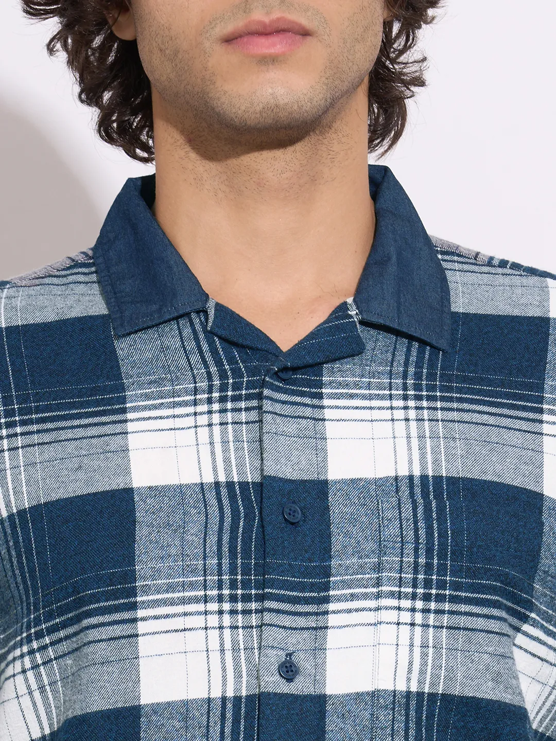 Blue Regular Fit Regular Collar Men's Shirt by Being Human Clothing - Image 5