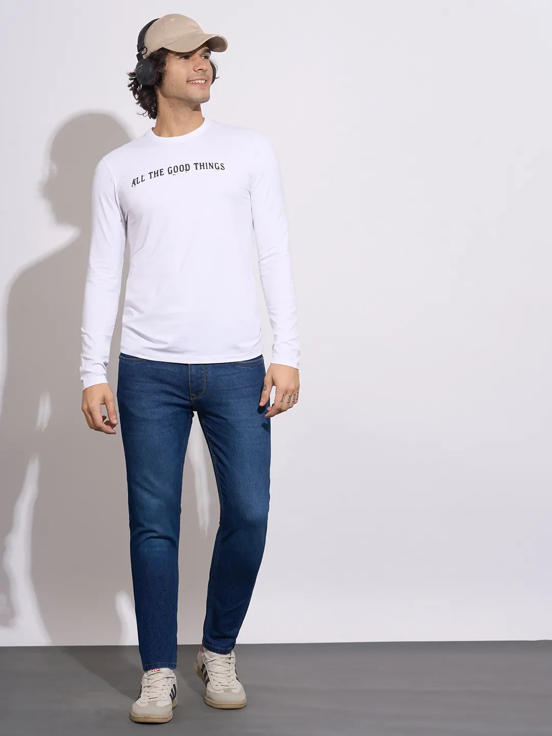 Dark Blue Cropped Fit Denims For Men By Being Human Clothing - Image 4