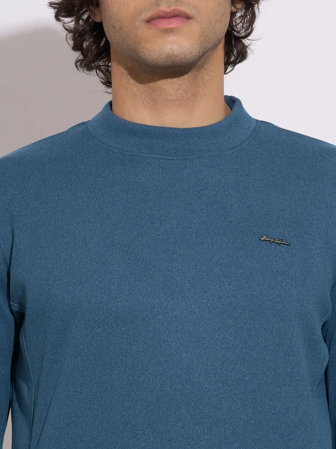 Blue Regular Fit Round Neck Long Sleeves Men's Sweatshirt by Being Human Clothing - Image 5