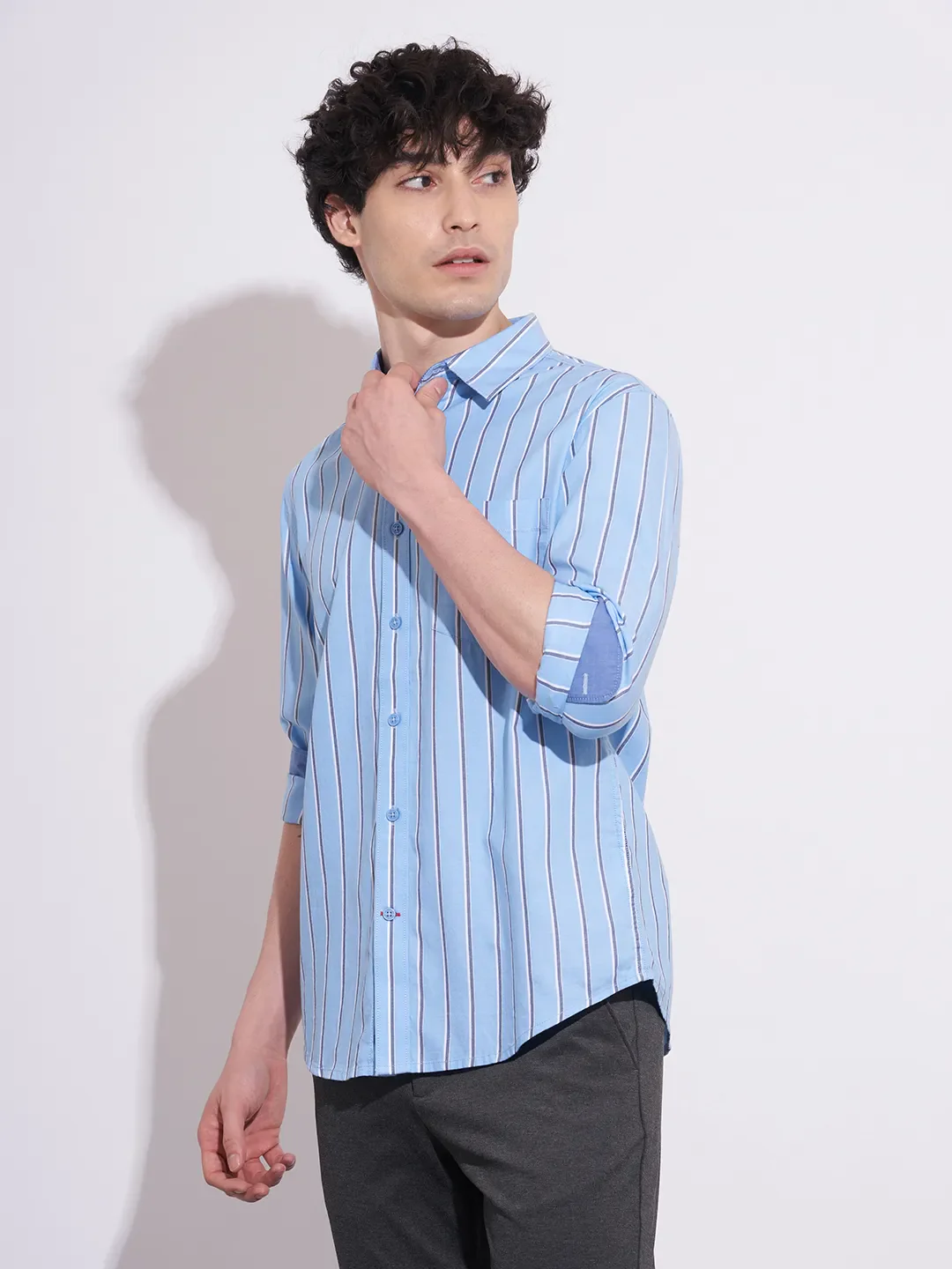Blue Regular Fit Regular Collar Men's Shirt by Being Human Clothing - Image 2