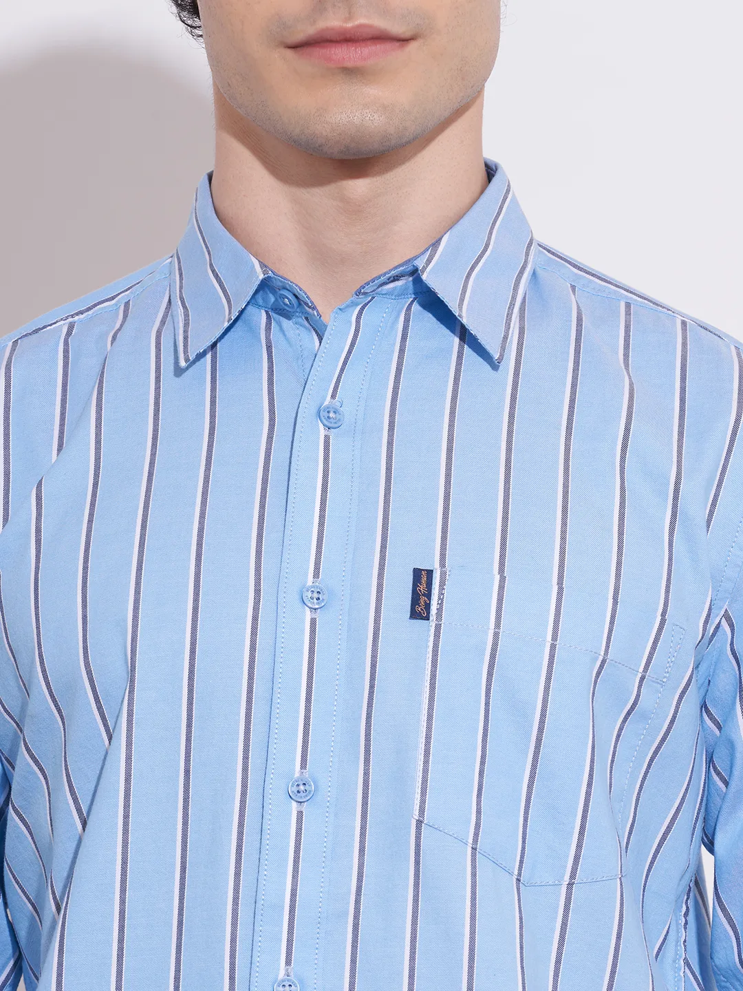 Blue Regular Fit Regular Collar Men's Shirt by Being Human Clothing - Image 5