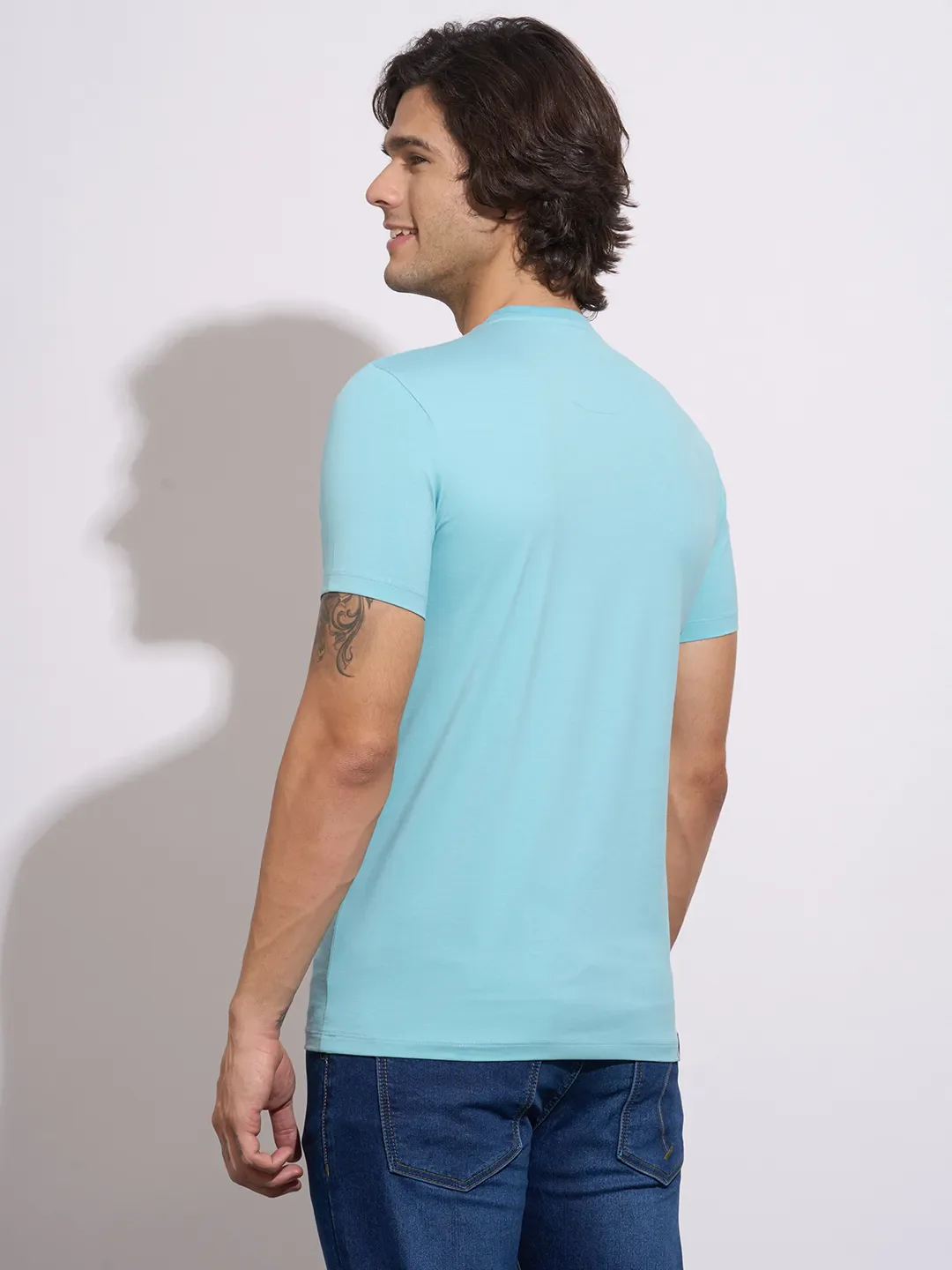 Blue Moderno Fit Men's Short Sleeves T-Shirt by Being Human Clothing - Image 3
