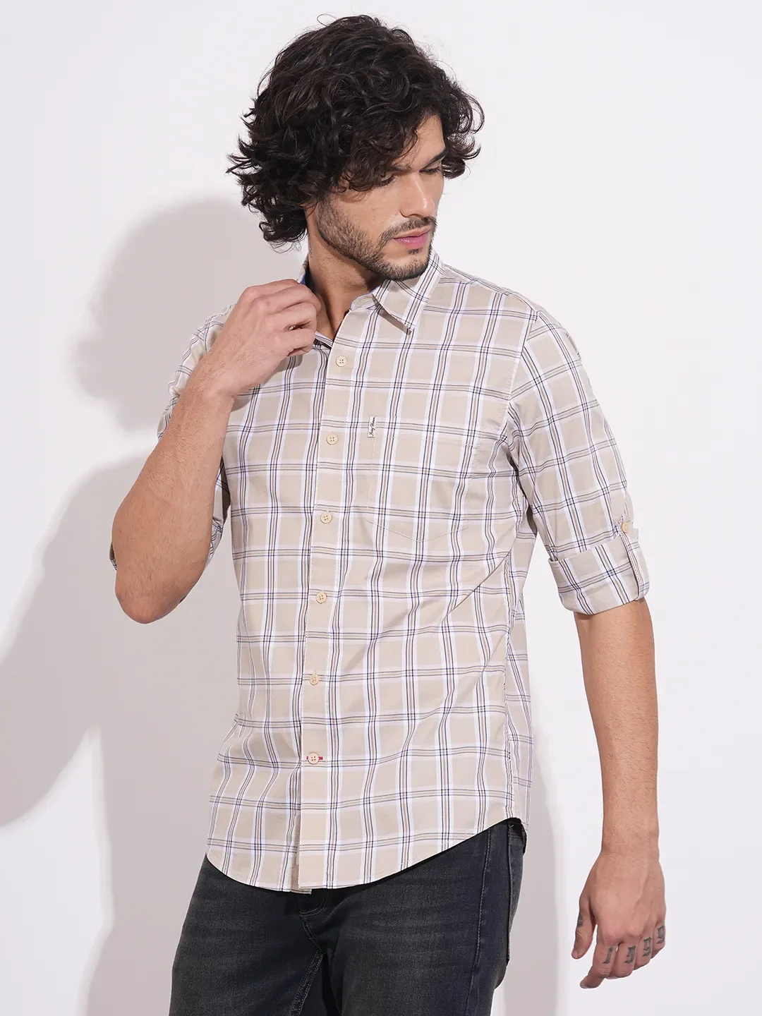Brown Regular Fit Regular Collar Men's Shirt by Being Human Clothing - Image 2
