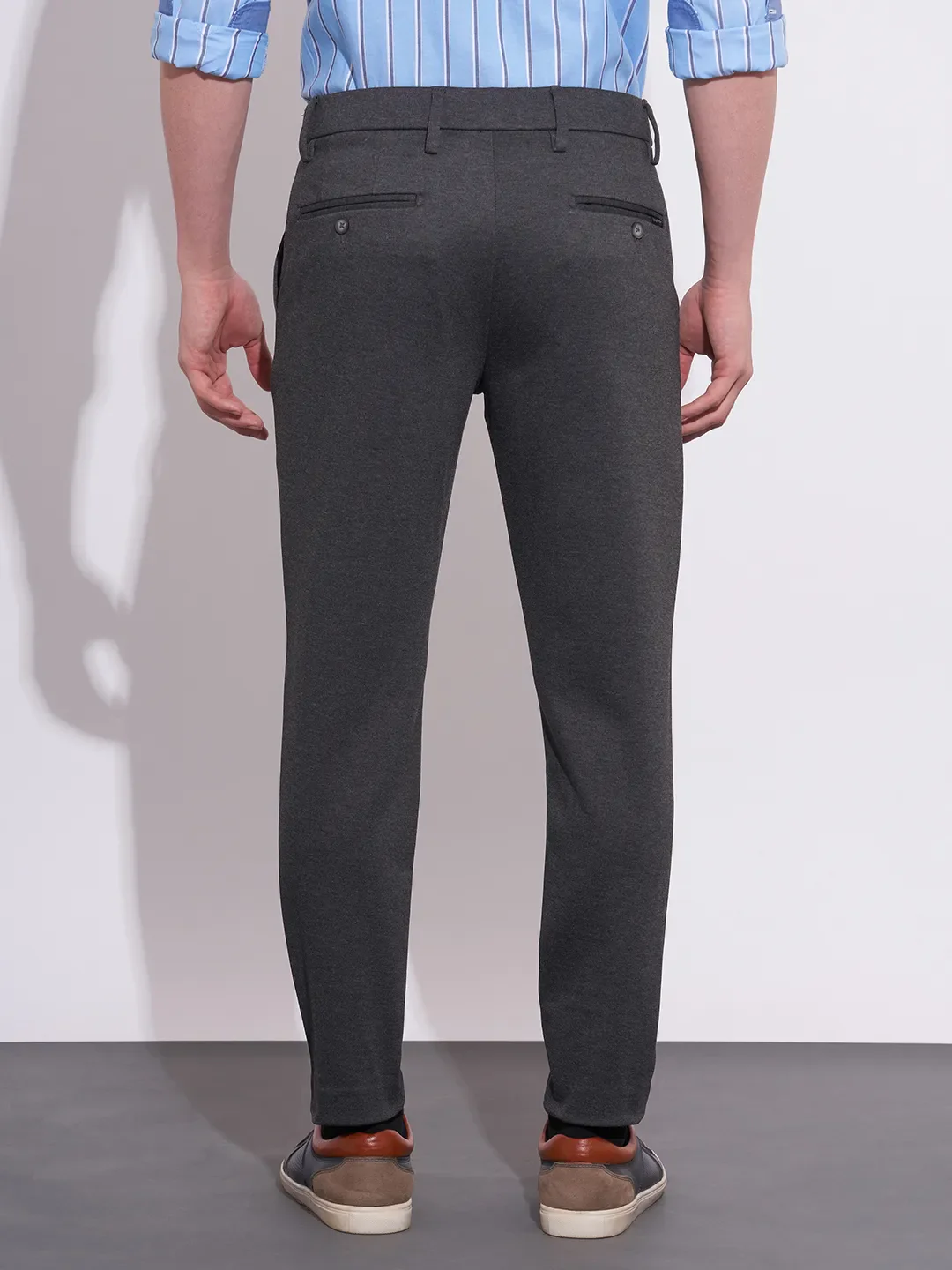 Grey Slim Fit Chinos For Men By Being Human Clothing - Image 3