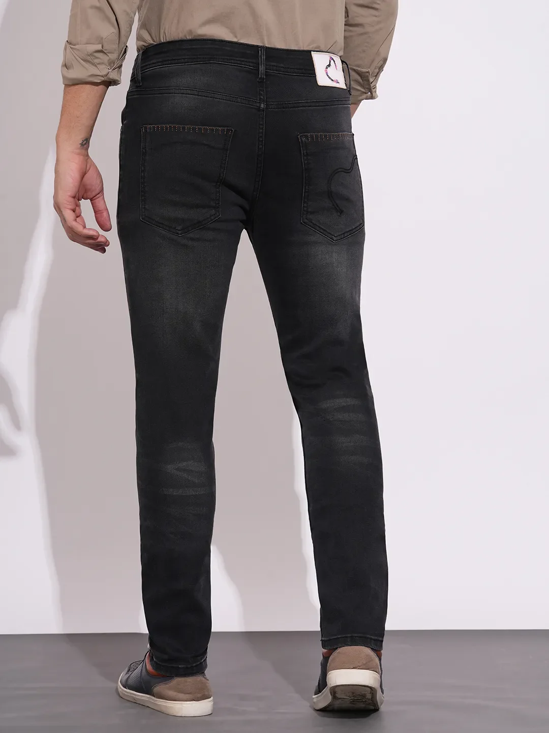 Grey Straight Fit Cotton Blend Men's Denims by Being Human Clothing - Image 3