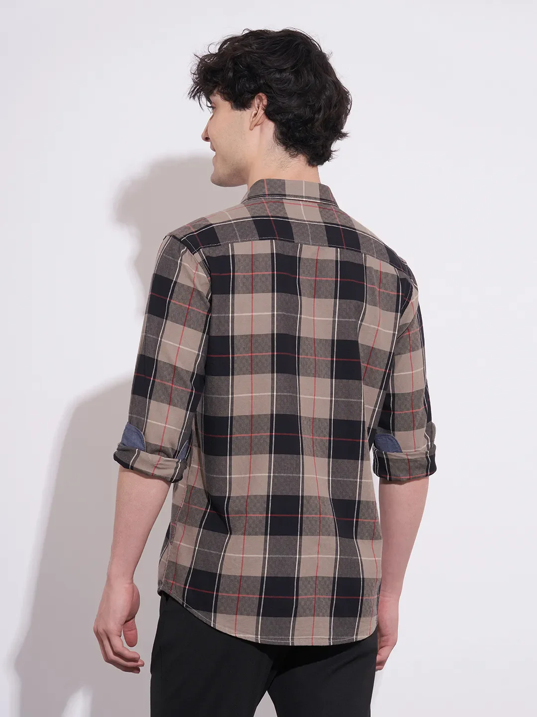 Khaki Regular Fit Regular Collar Men's Shirt by Being Human Clothing - Image 3