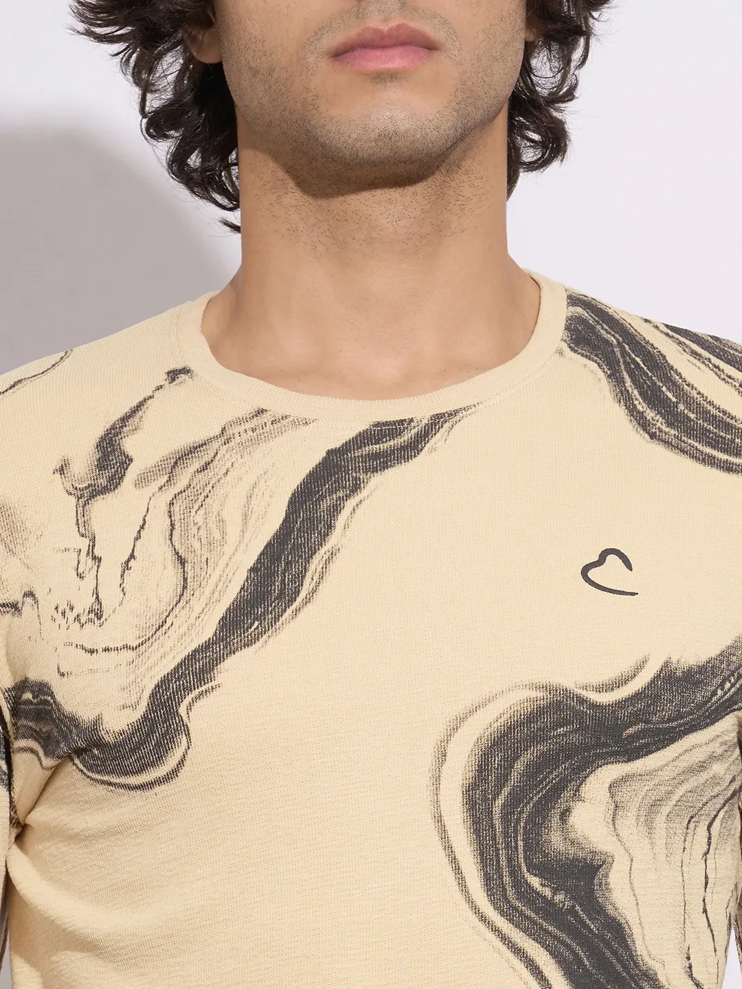 Cream Moderno Fit Round Neck Men's T-Shirt by Being Human Clothing - Image 5