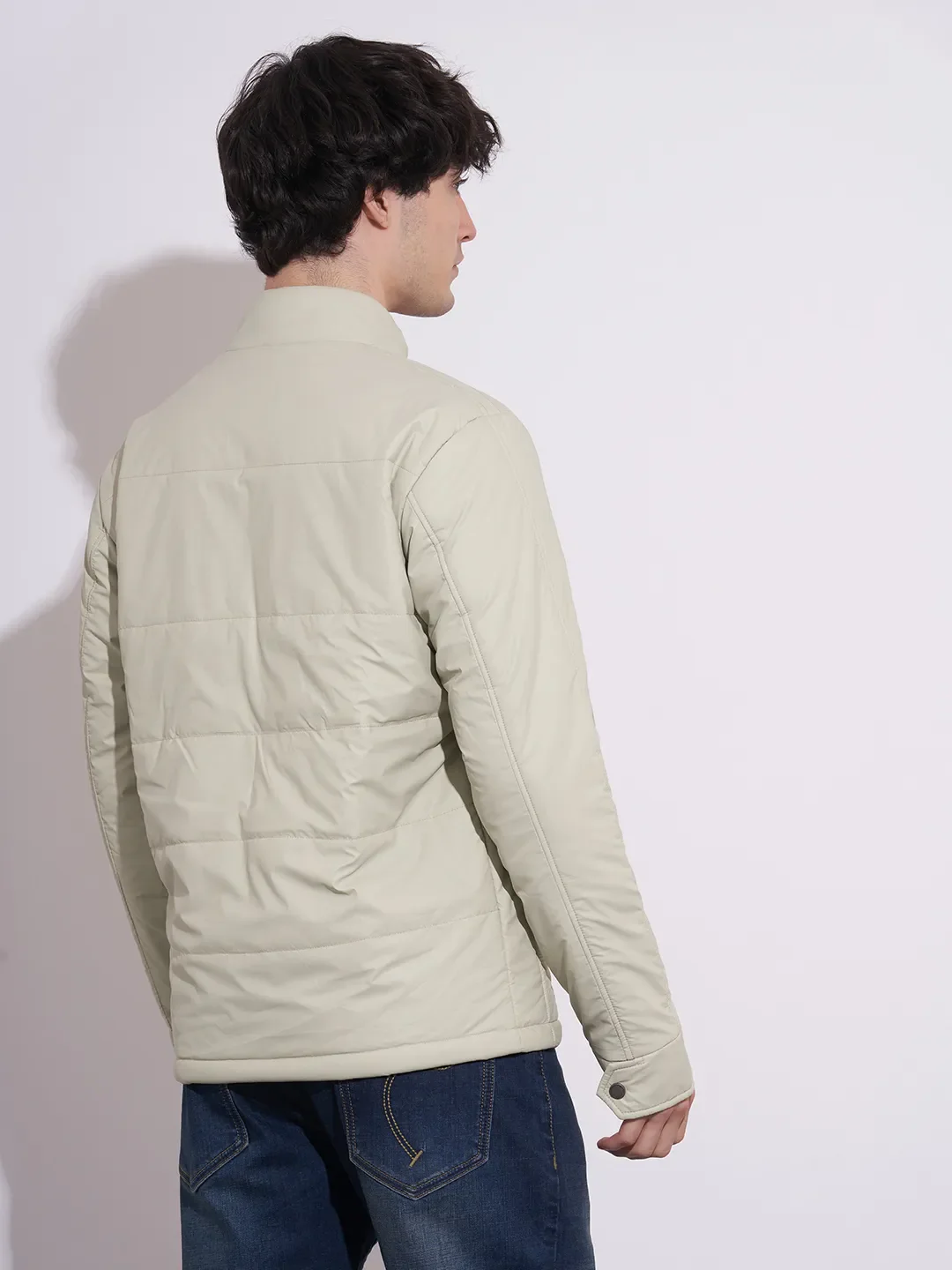 Beige Regular Fit Long Sleeves Polyester Men's Jacket by Being Human Clothing - Image 3