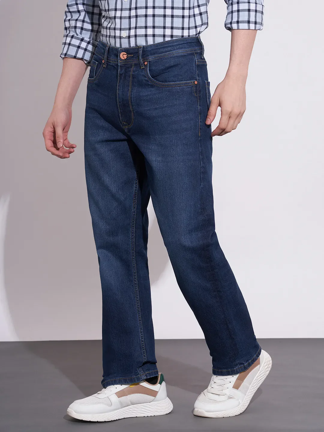 Dark Blue Boot Cut Fit Denims For Men By Being Human Clothing - Image 2