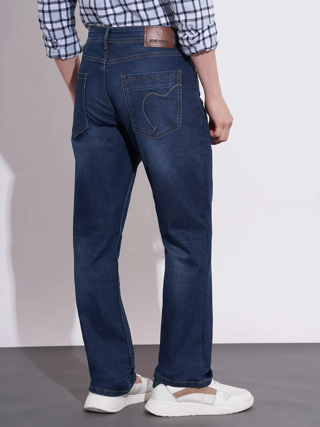 Dark Blue Boot Cut Fit Denims For Men By Being Human Clothing - Image 3