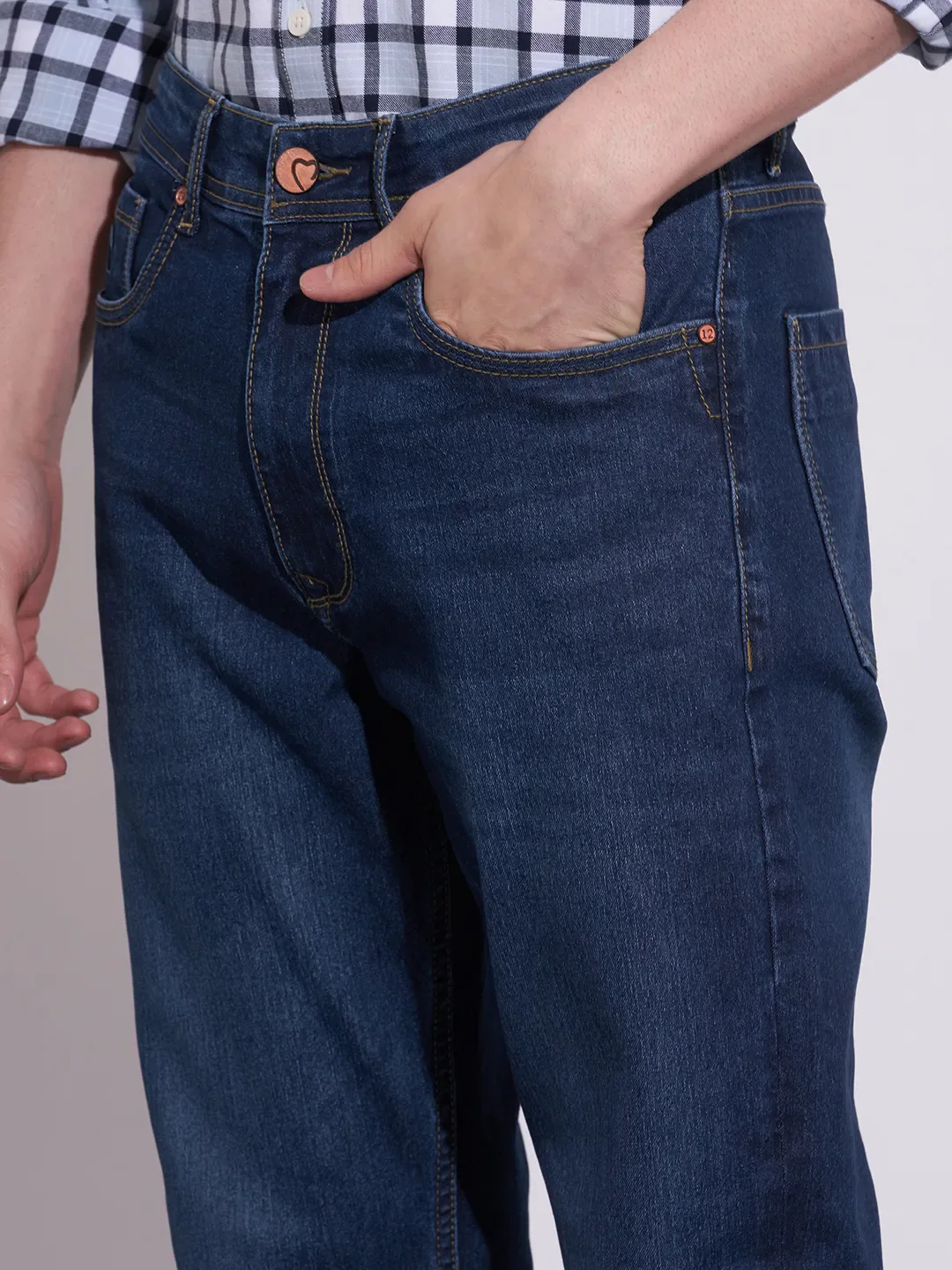 Dark Blue Boot Cut Fit Denims For Men By Being Human Clothing - Image 5