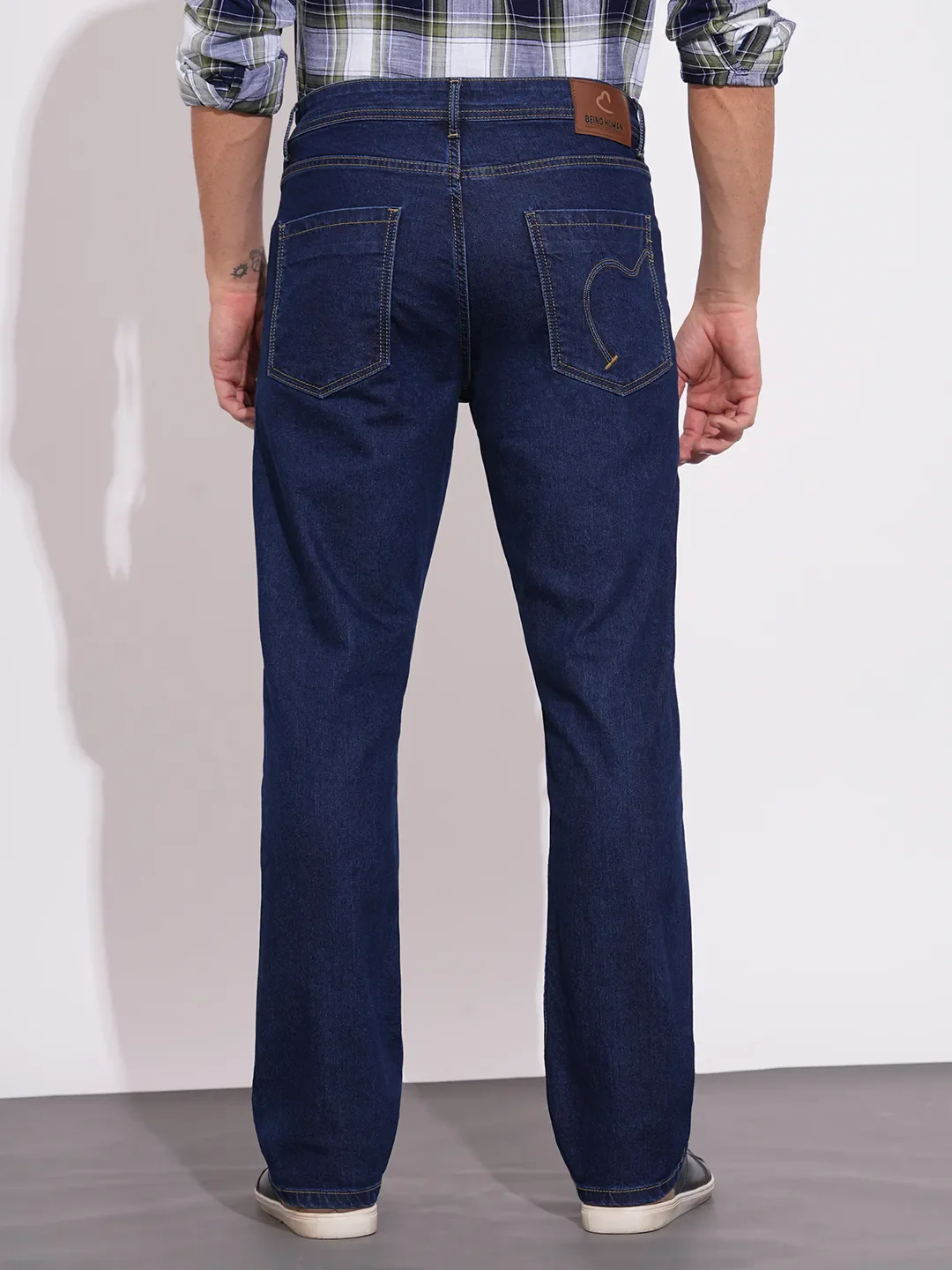 Dark Blue Boot Cut Fit Denims For Men By Being Human Clothing - Image 3