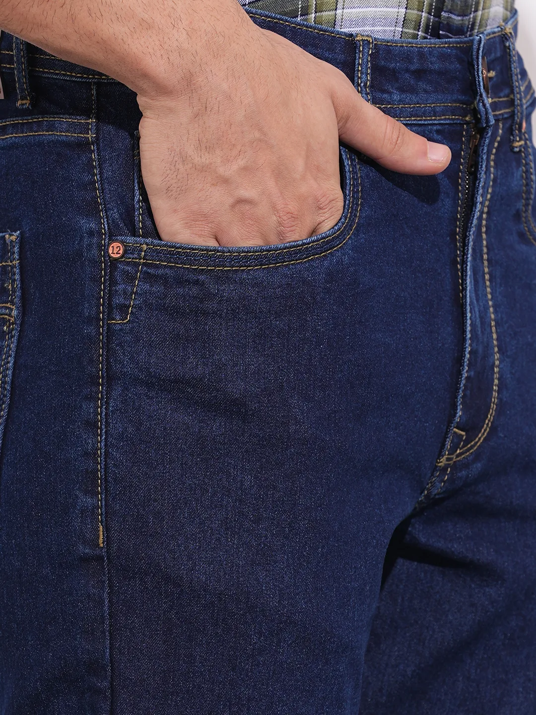 Dark Blue Boot Cut Fit Denims For Men By Being Human Clothing - Image 5