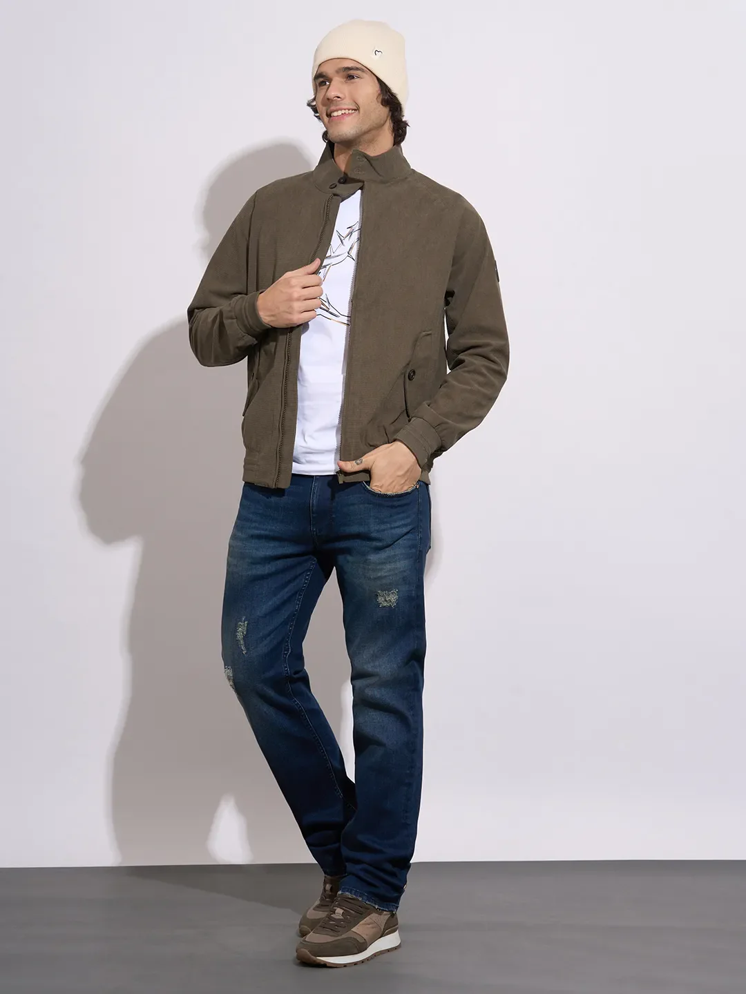 Blue Straight Fit Cotton Blend Men's Denims by Being Human Clothing - Image 4
