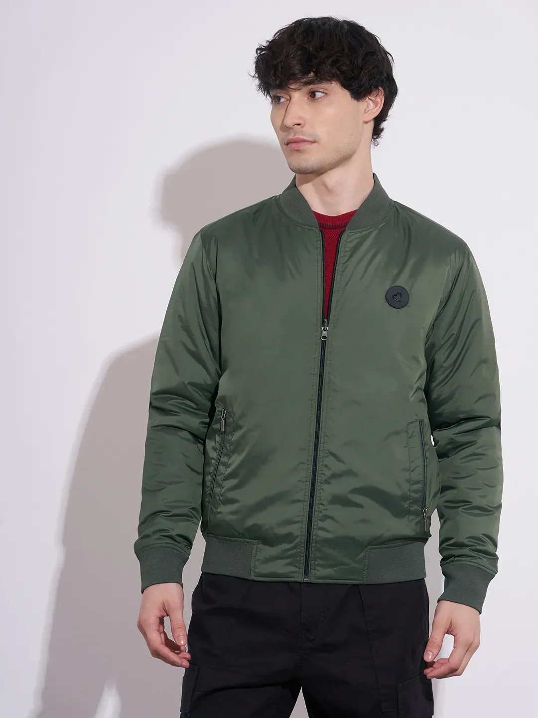 Green Regular Fit Long Sleeves Polyester Men's Jacket by Being Human Clothing