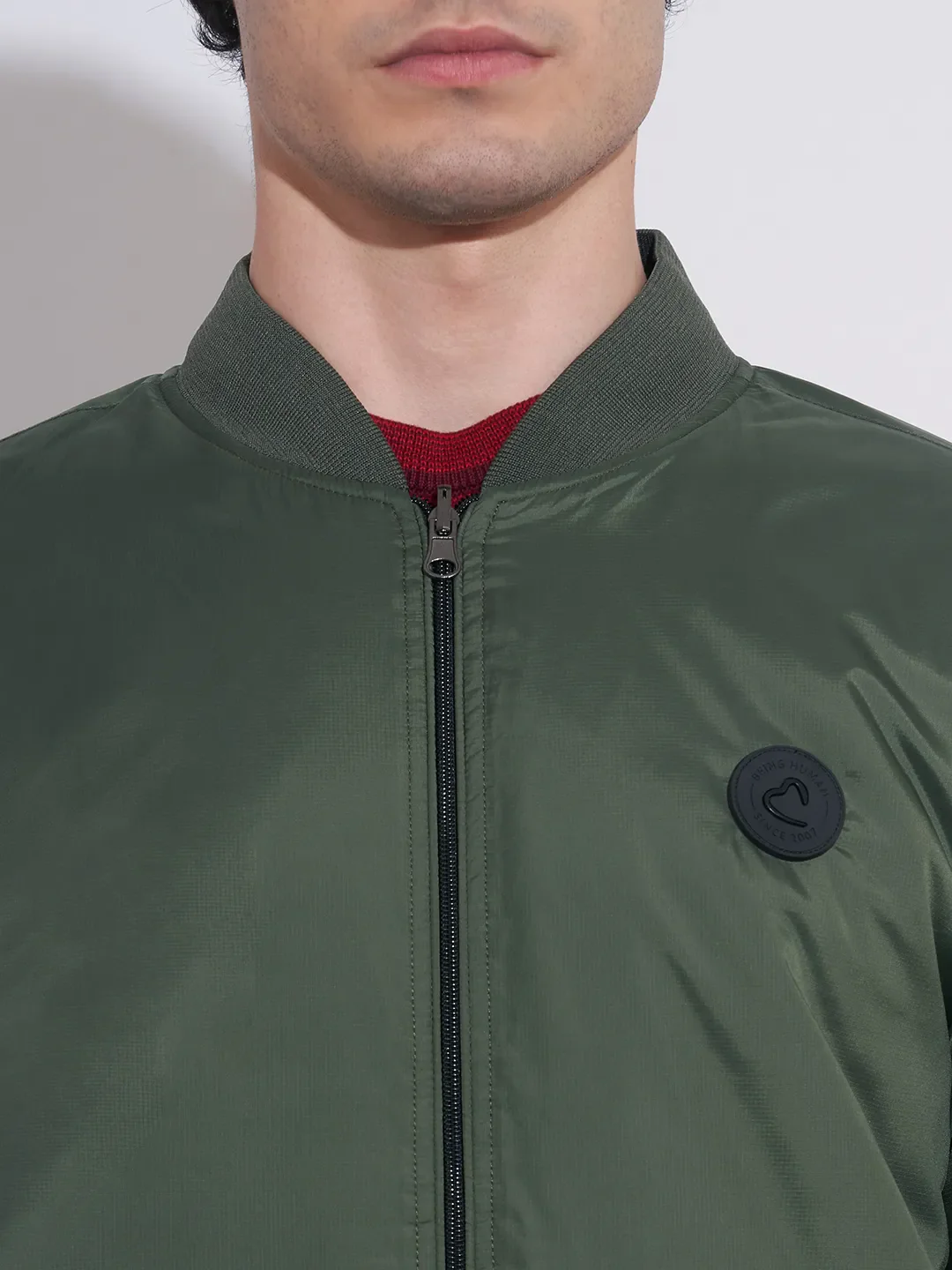 Green Regular Fit Long Sleeves Polyester Men's Jacket by Being Human Clothing - Image 2
