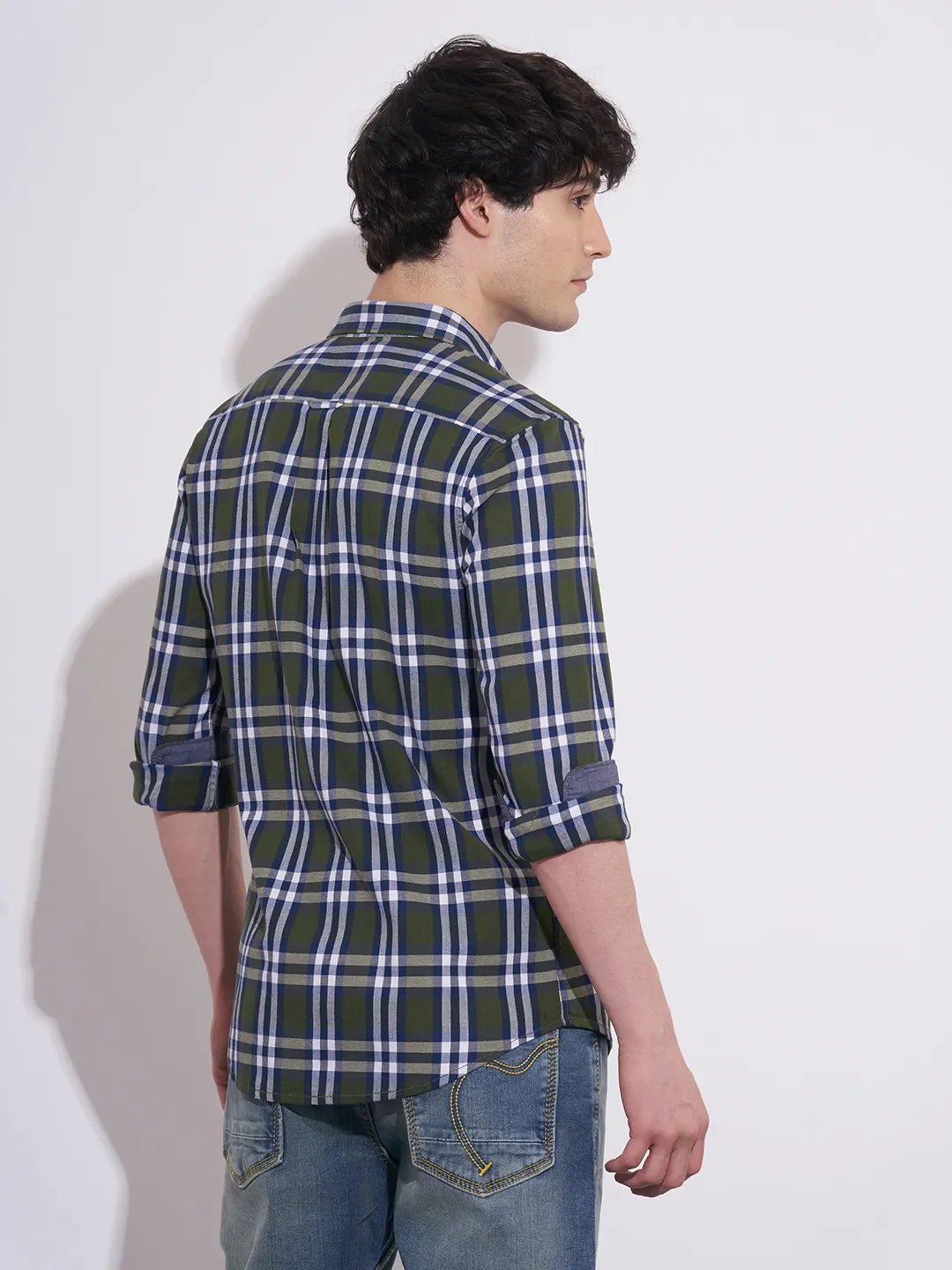 Green Moderno Fit Regular Collar Men's Shacket by Being Human Clothing - Image 3