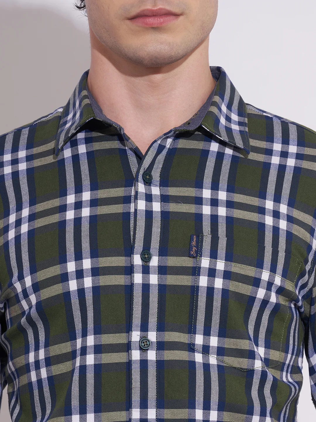 Green Moderno Fit Regular Collar Men's Shacket by Being Human Clothing - Image 5