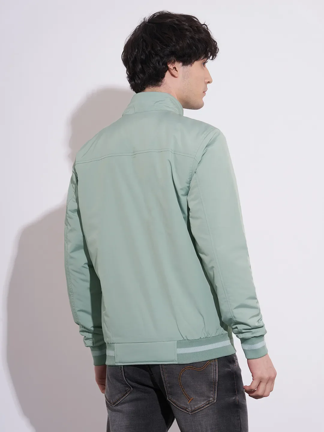 Green Regular Fit Long Sleeves Polyester Men's Jacket by Being Human Clothing - Image 3