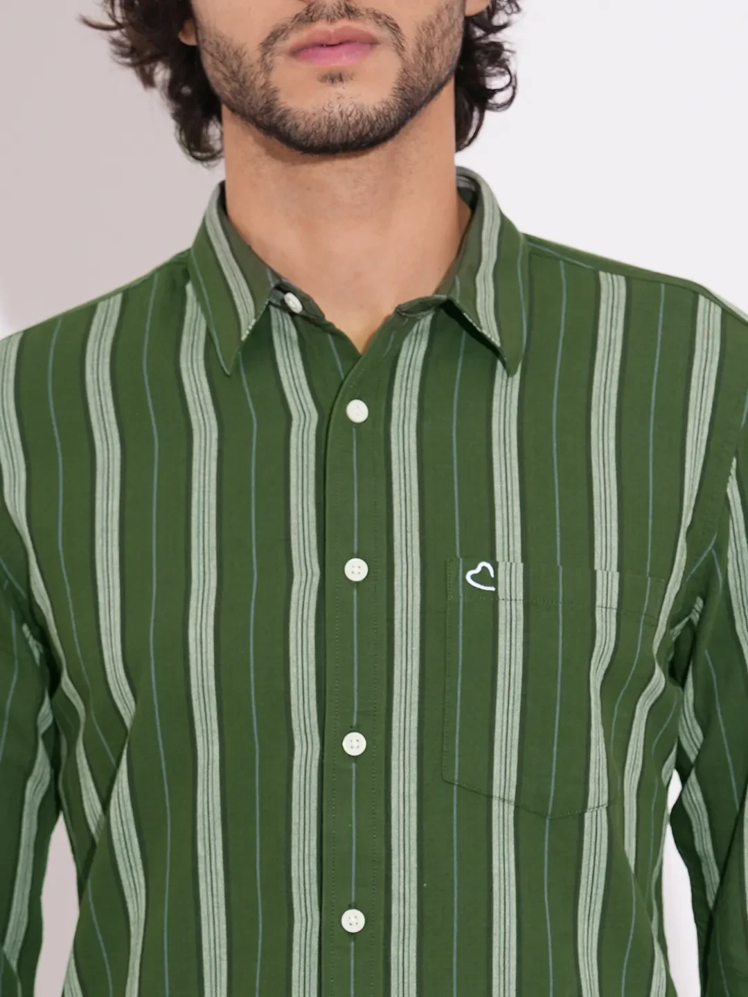 Green Regular Fit Regular Collar Men's Shirt by Being Human Clothing - Image 5