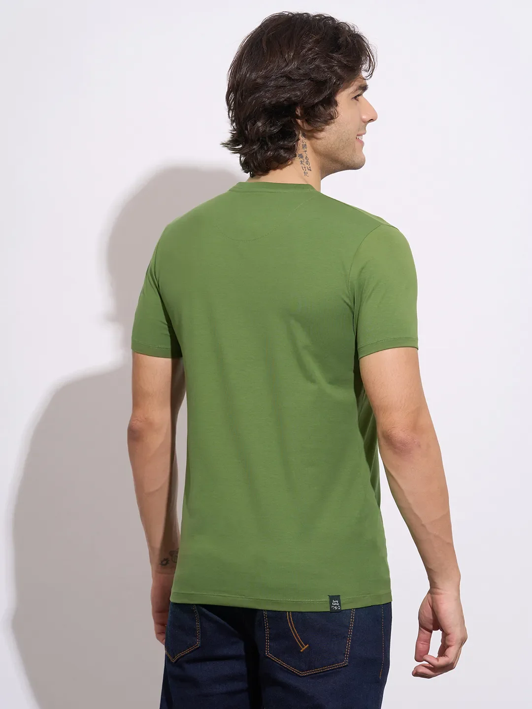 Green Moderno Fit Round Neck Men's T-Shirt by Being Human Clothing - Image 3