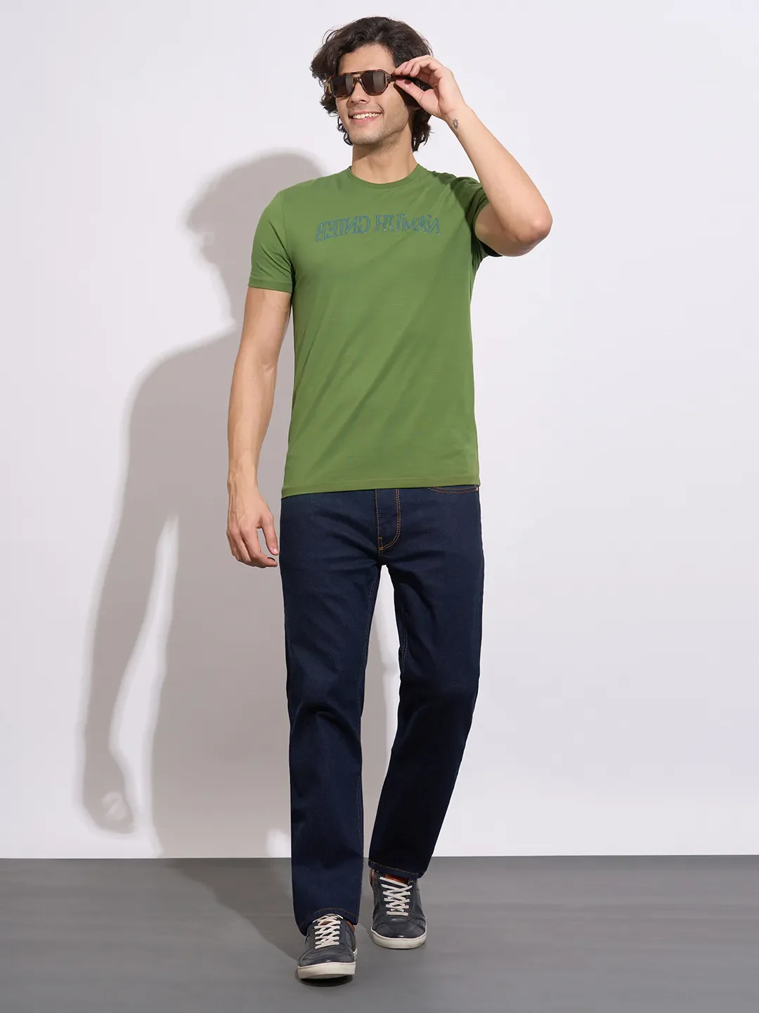 Green Moderno Fit Round Neck Men's T-Shirt by Being Human Clothing - Image 4