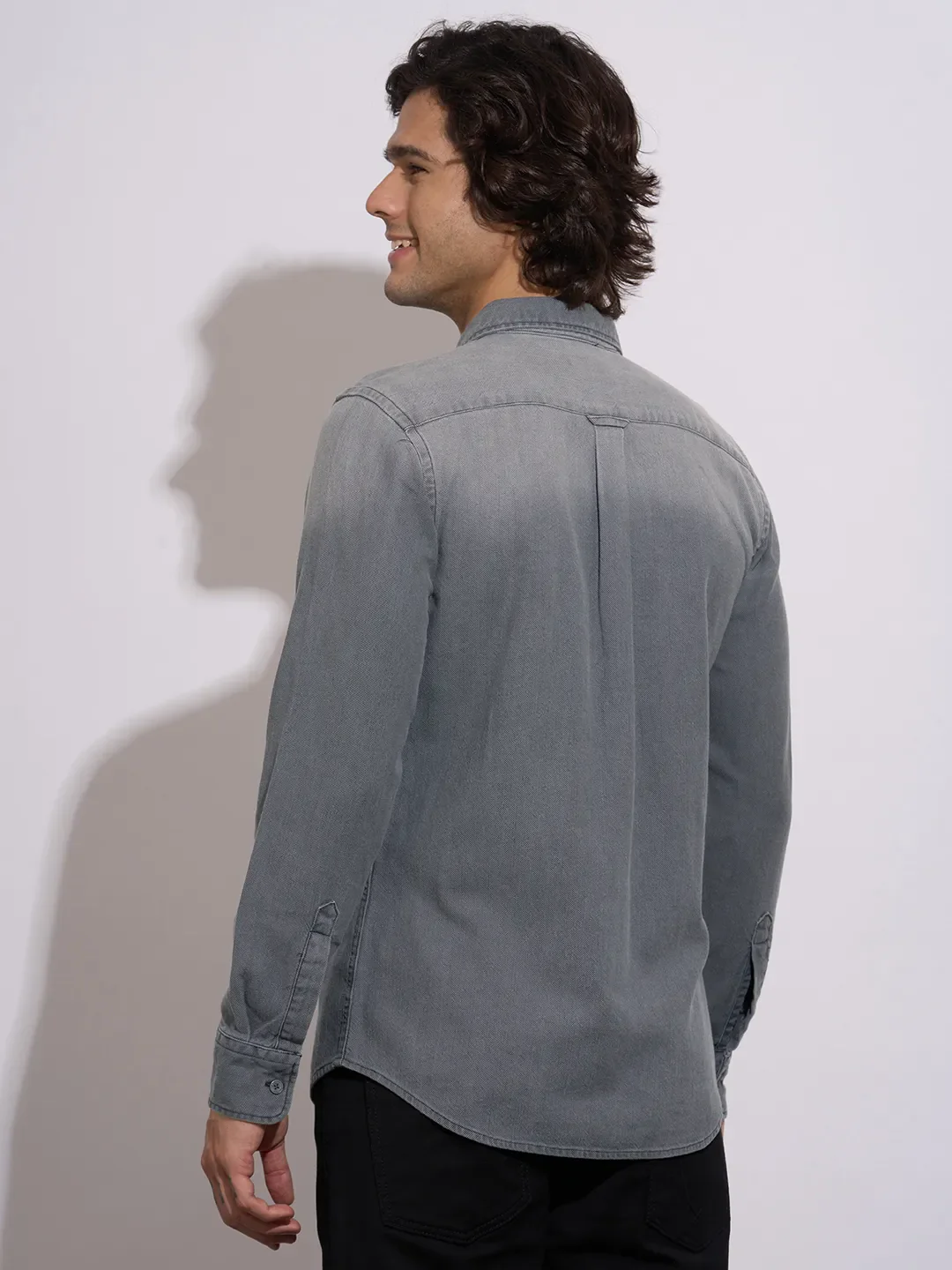 Grey Moderno Fit Regular Collar Long Sleeves Cotton Men's Shirt by Being Human Clothing - Image 3
