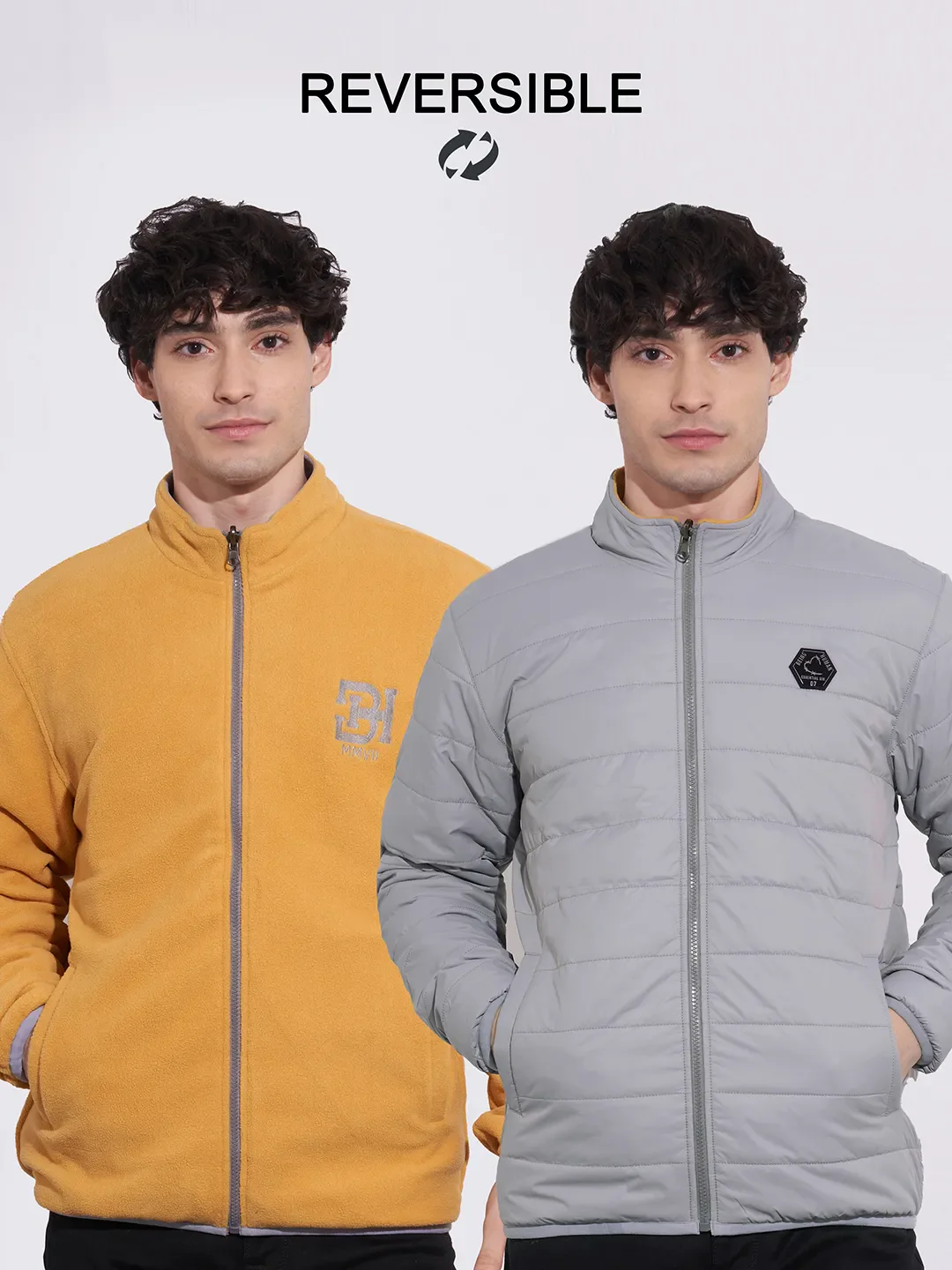 Grey Regular Fit Long Sleeves Polyester Men's Jacket by Being Human Clothing - Image 5
