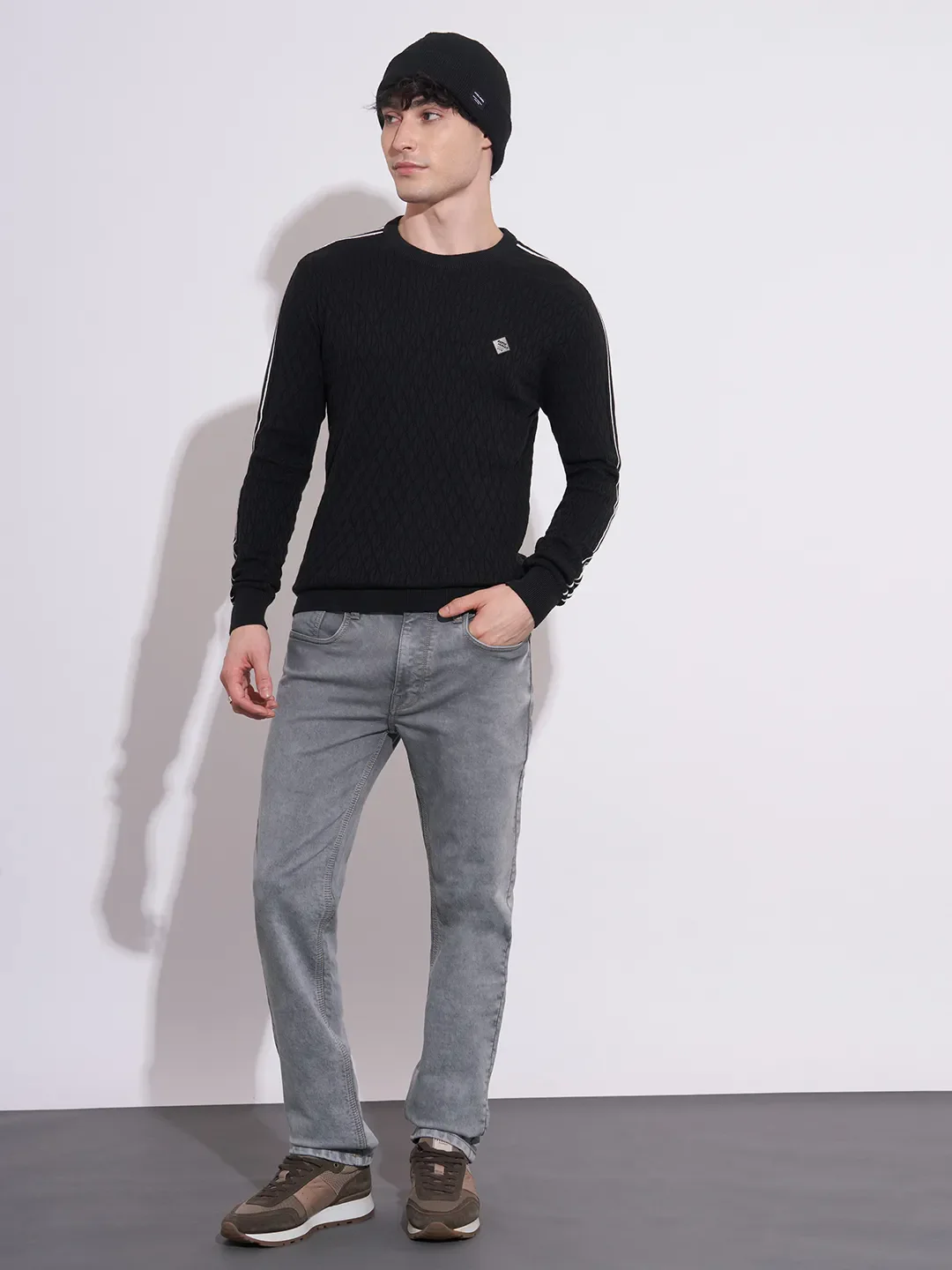 Grey Straight Fit Cotton Blend Men's Denims by Being Human Clothing - Image 4